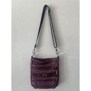 Tignanello crossbody bag multiple pockets satin lining adjustable canvas strap